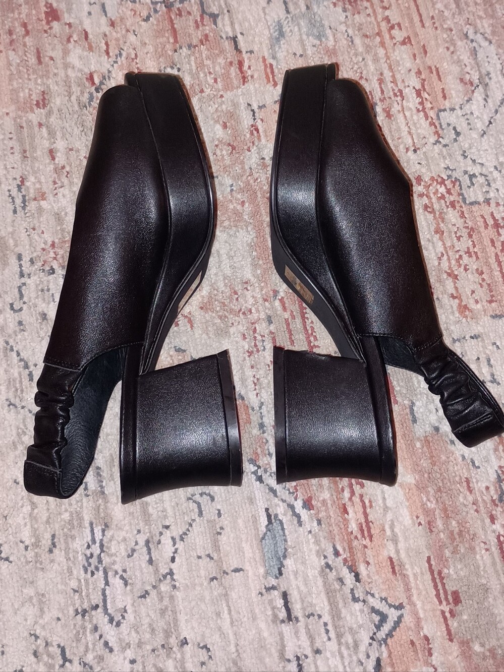 Jeffrey Campbell Black Leather Open-Toe Slingback Platform Heels - Picture 9 of 12